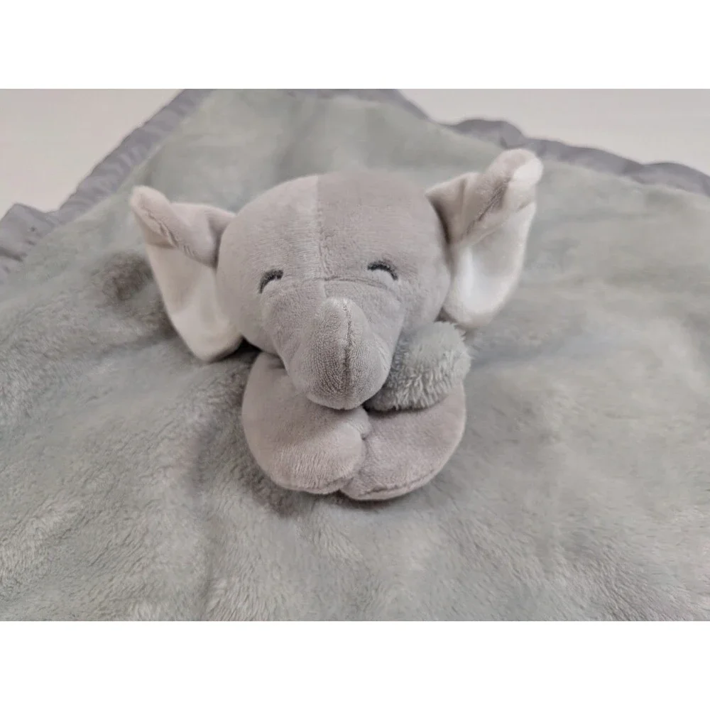 Carter’s Gray Elephant Security Blanket Plush Lovey Satin Trim 14” Baby Toy